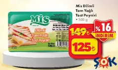 MİS DİLİMLİ TAM YAĞLI TOST PEYNİRİ 500 G